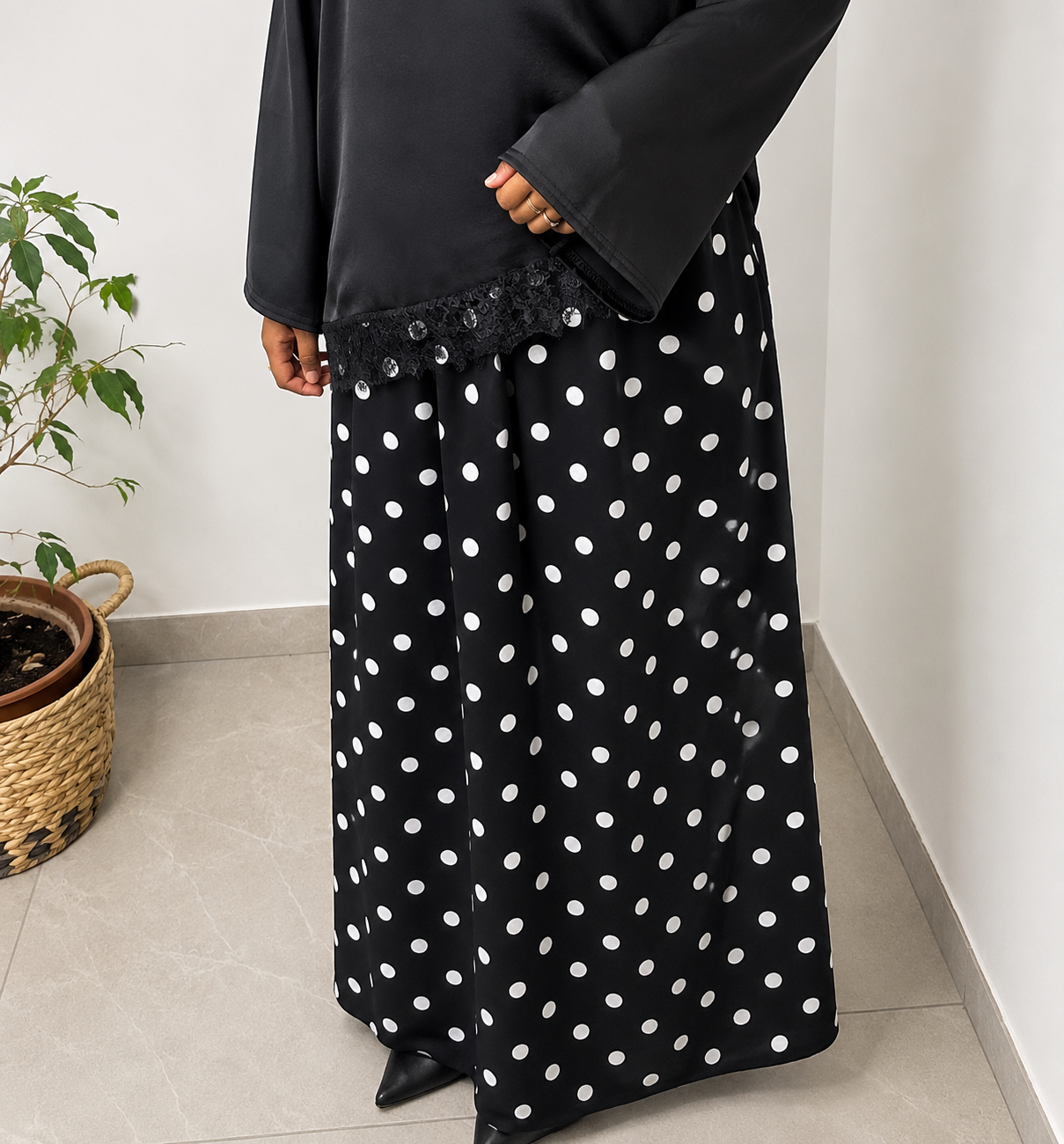 Jupe à pois - Noir