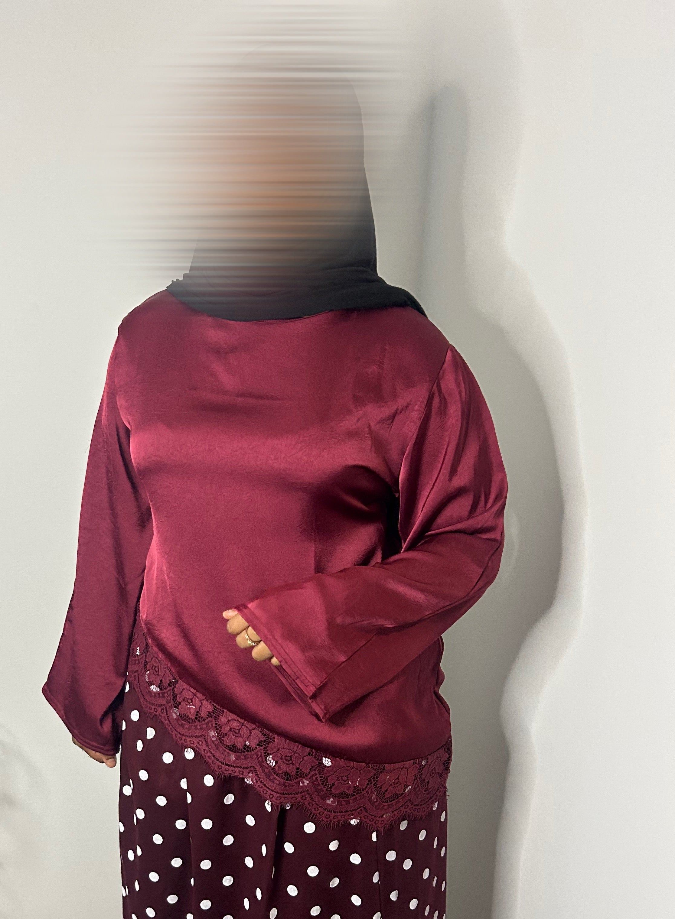 Haut à dentelle asymétrique - Bordeaux