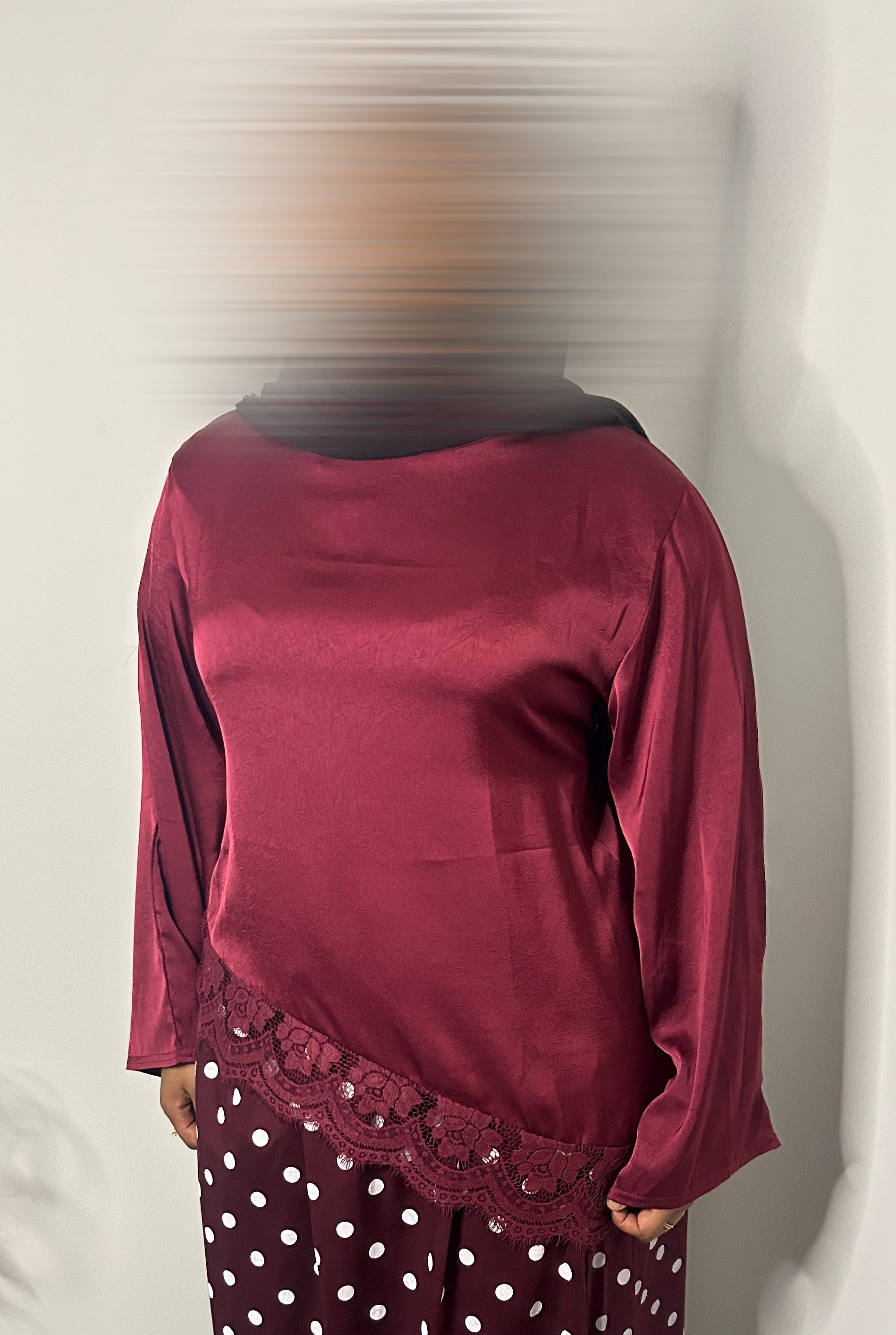 Haut à dentelle asymétrique - Bordeaux