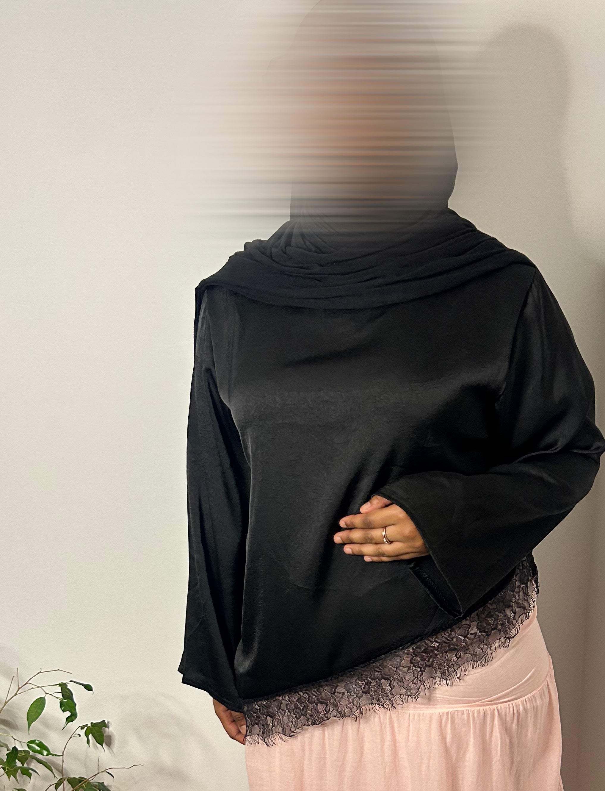 Haut à dentelle asymétrique - Noir