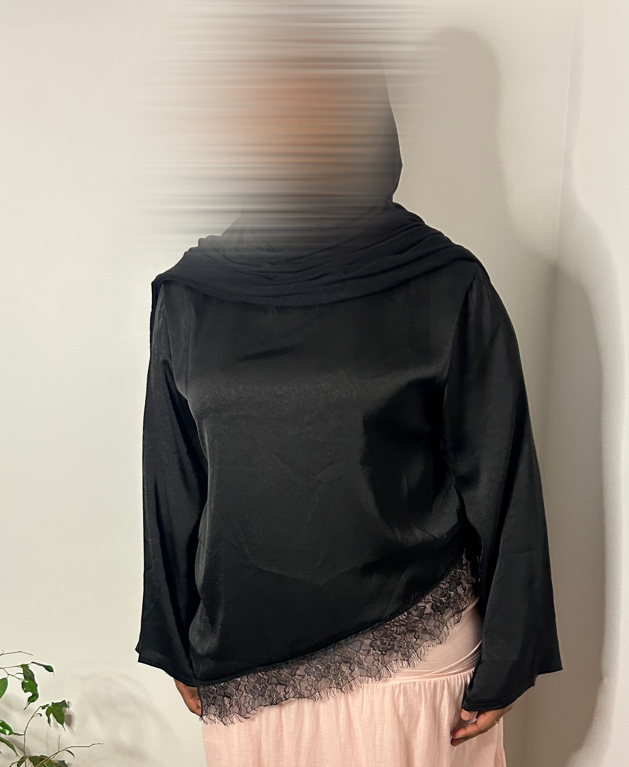 Haut à dentelle asymétrique - Noir
