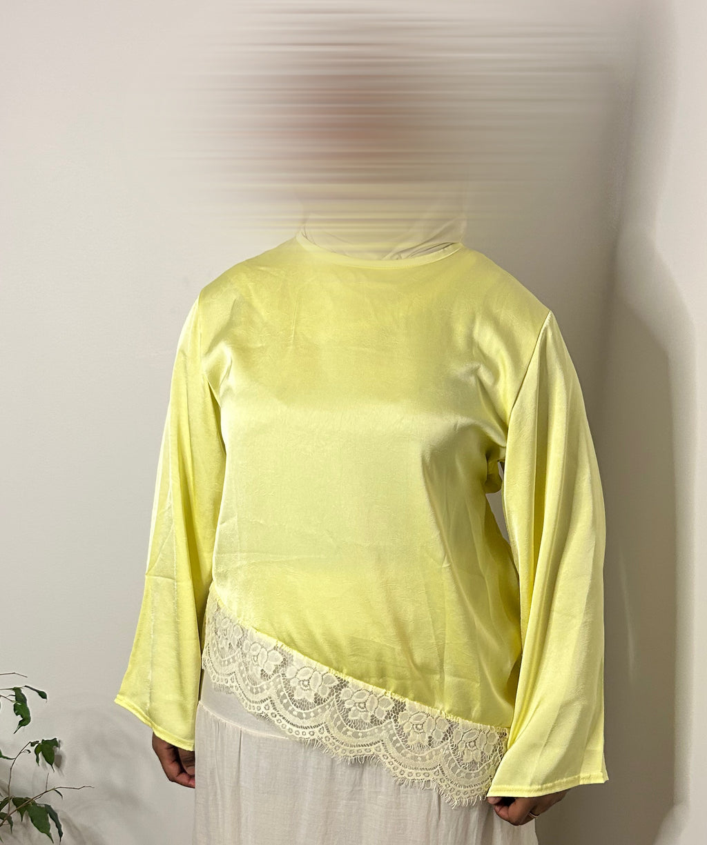 Haut à dentelle asymétrique - Jaune