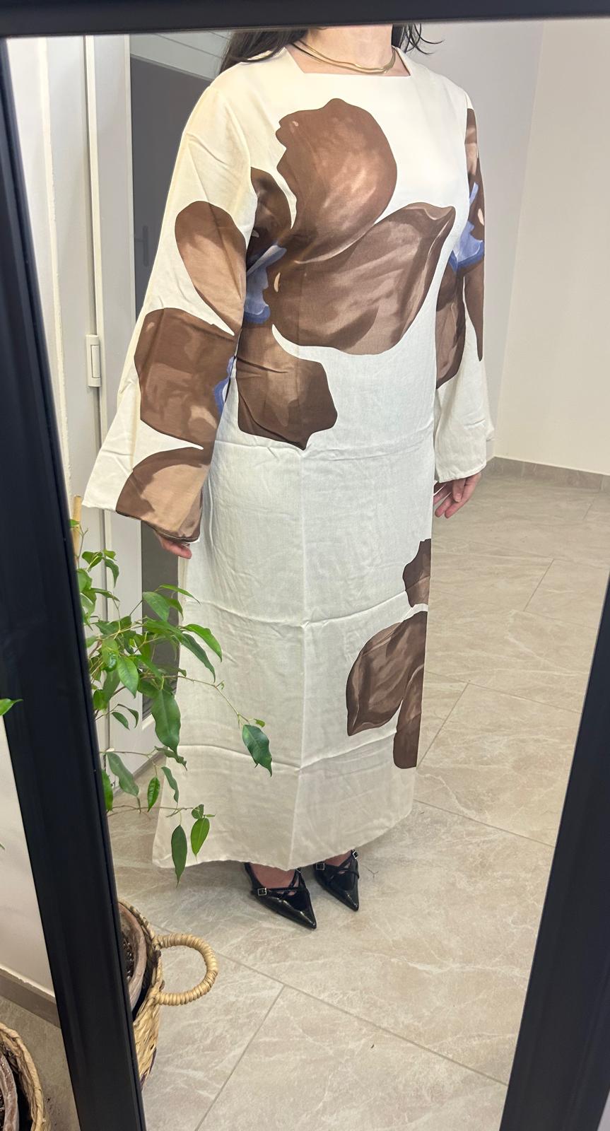 Robe Amina -Pétales marron
