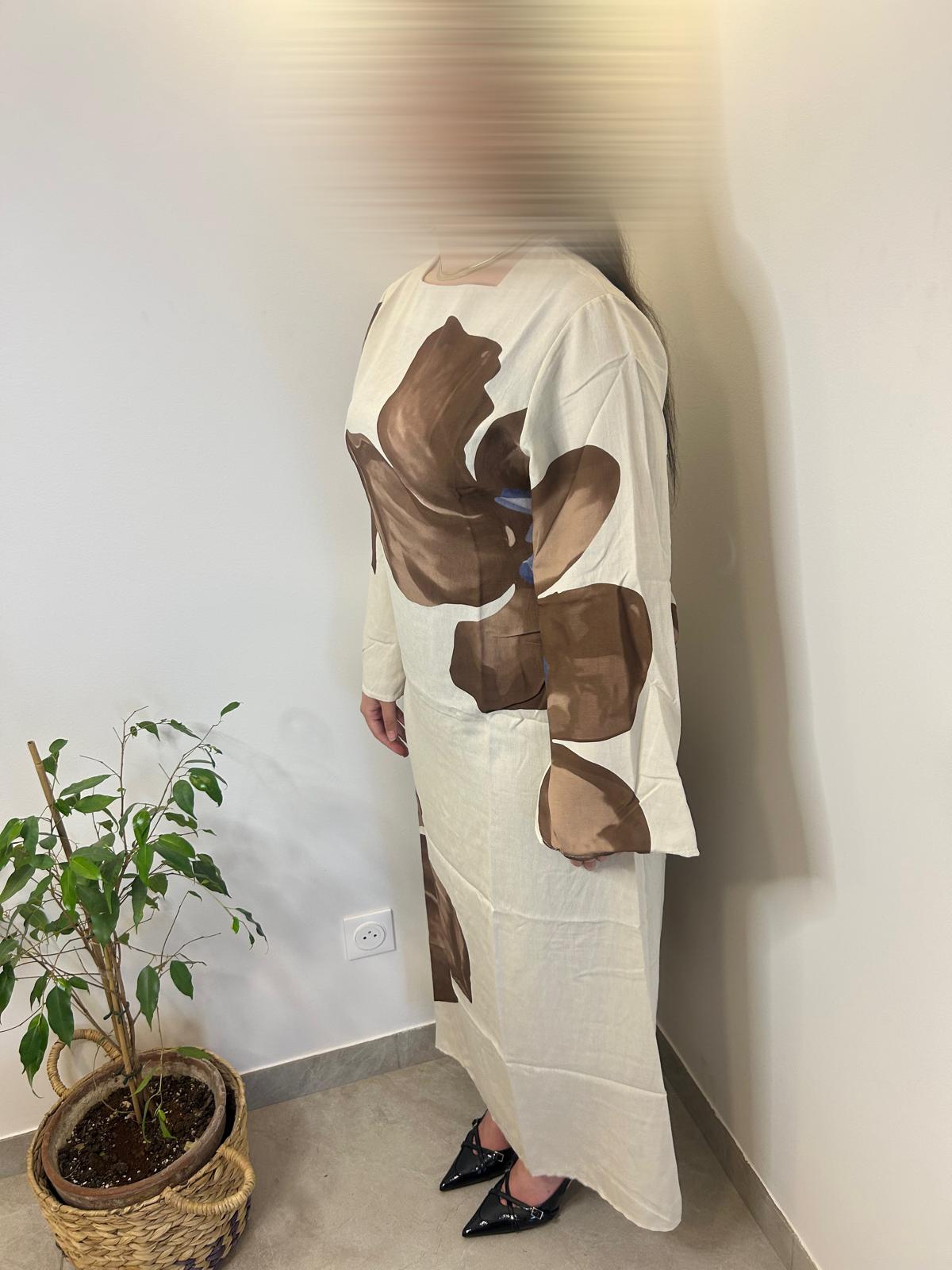 Robe Amina -Pétales marron