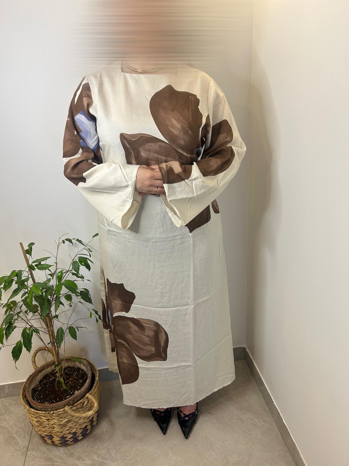 Robe Amina -Pétales marron